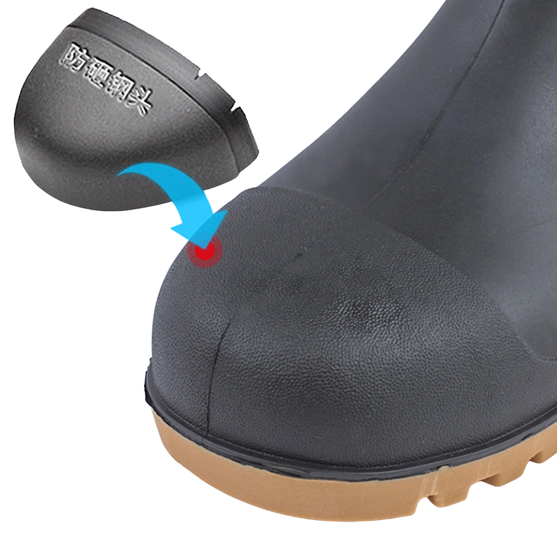 Sepatu Bot Hujan PVC Ujung Baja Buram Hitam