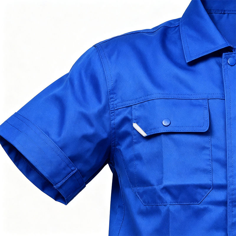 Set Overall Pakaian Kerja Musim Panas Lengan Pendek dengan Jaring Ketiak